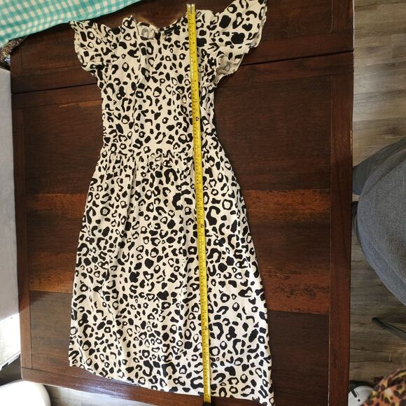 Who What Wear Linen Blend Maxi Dress Size S Flutter Sleeve Cap Sleeve Leopard - Picture 4 of 8